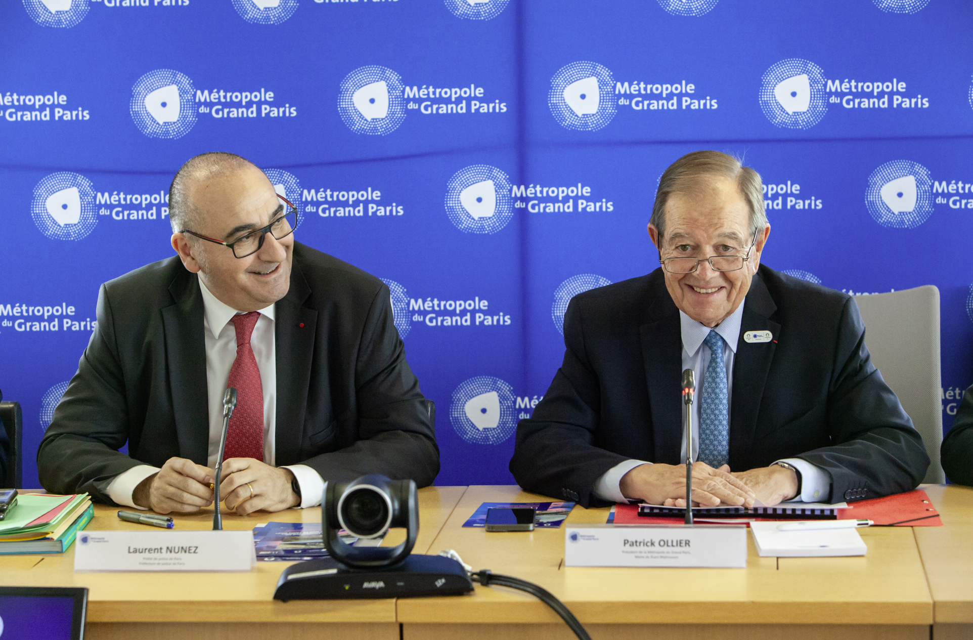 Laurent Nuñez (ex-préfet de Police de Paris) et Patrick Ollier, Président de la Métropole du Grand Paris, en juillet 2024, pour évoquer la logistique du quotidien pendant les Jeux de Paris 2024
