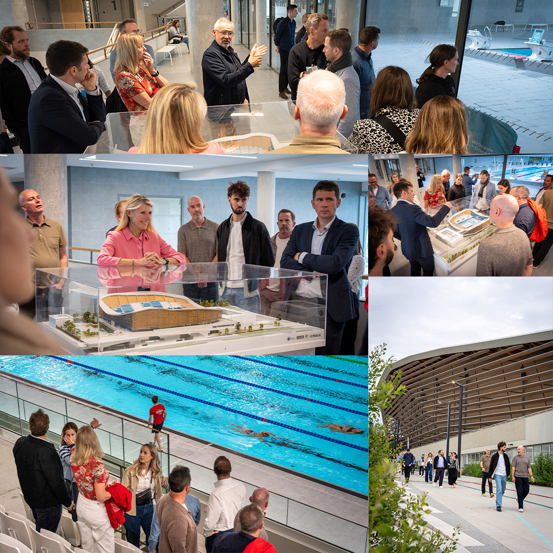 Plusieurs photos de la visite du Centre Aquatique Olympique Métropole du Grand Paris