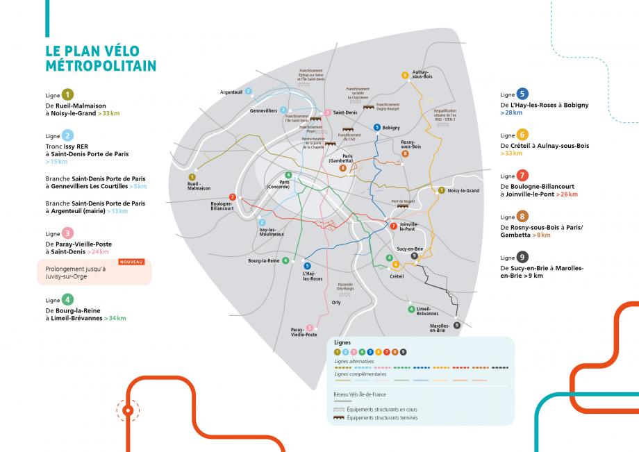 Carte du Plan Vélo Métropolitain